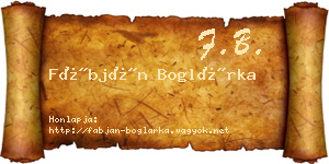 Fábján Boglárka névjegykártya