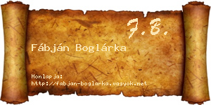 Fábján Boglárka névjegykártya